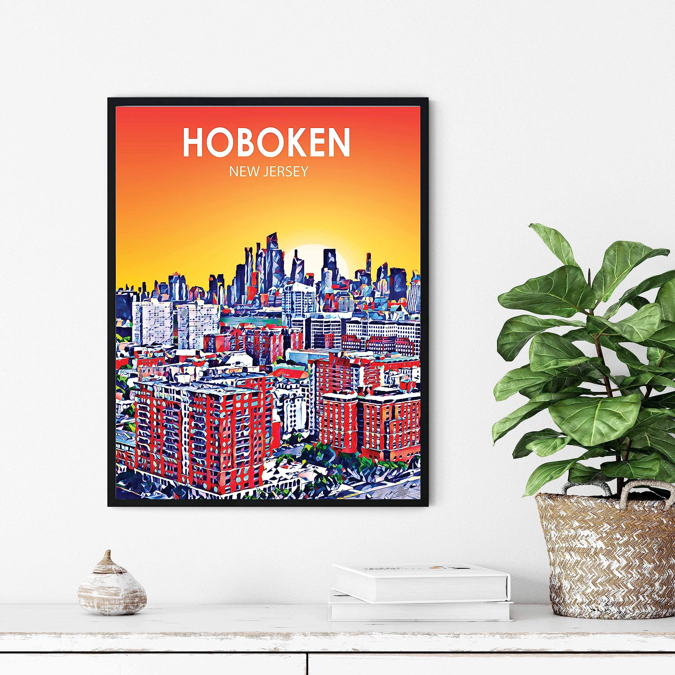 Amazon.com: Hoboken New Jersey Art Poster Print, Hoboken Sunset